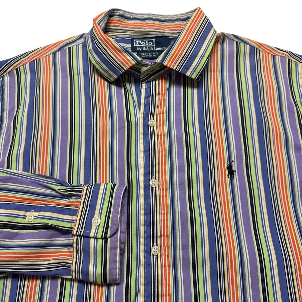 Ralph Lauren Shirt Mens XL Multicolor Stripe Westerton‎ Button Down Pony Logo